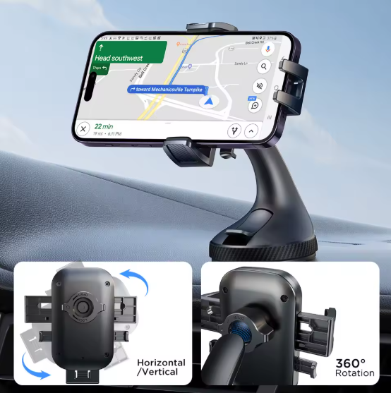 support telephone voiture ventouse incurver noir 13