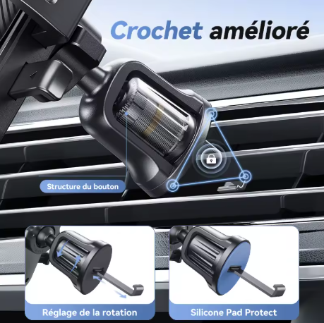 support telephone voiture ventouse noir unuversel 12