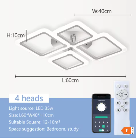 plafonnier led 4 têtes