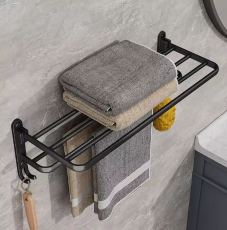 porte serviette salle de bain pliable noir 4