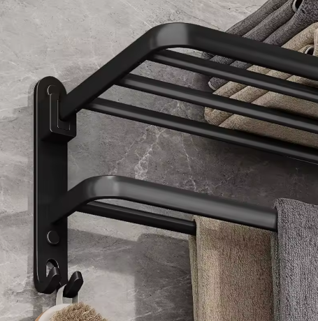 porte serviette salle de bain pliable noir 6