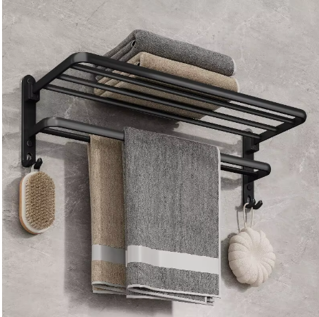 porte serviette salle de bain pliable noir 8