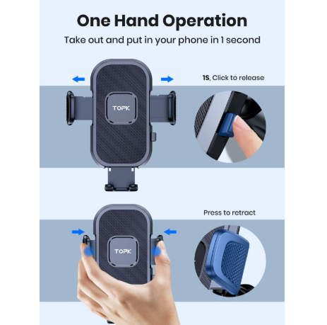 support de téléphone voiture bleu et noir pour aérateur 1