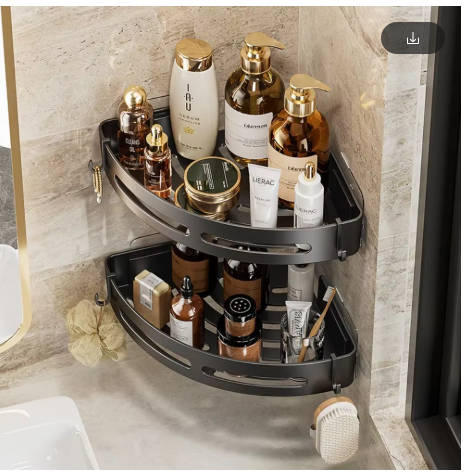 étagère salle de bain 2 étages noir