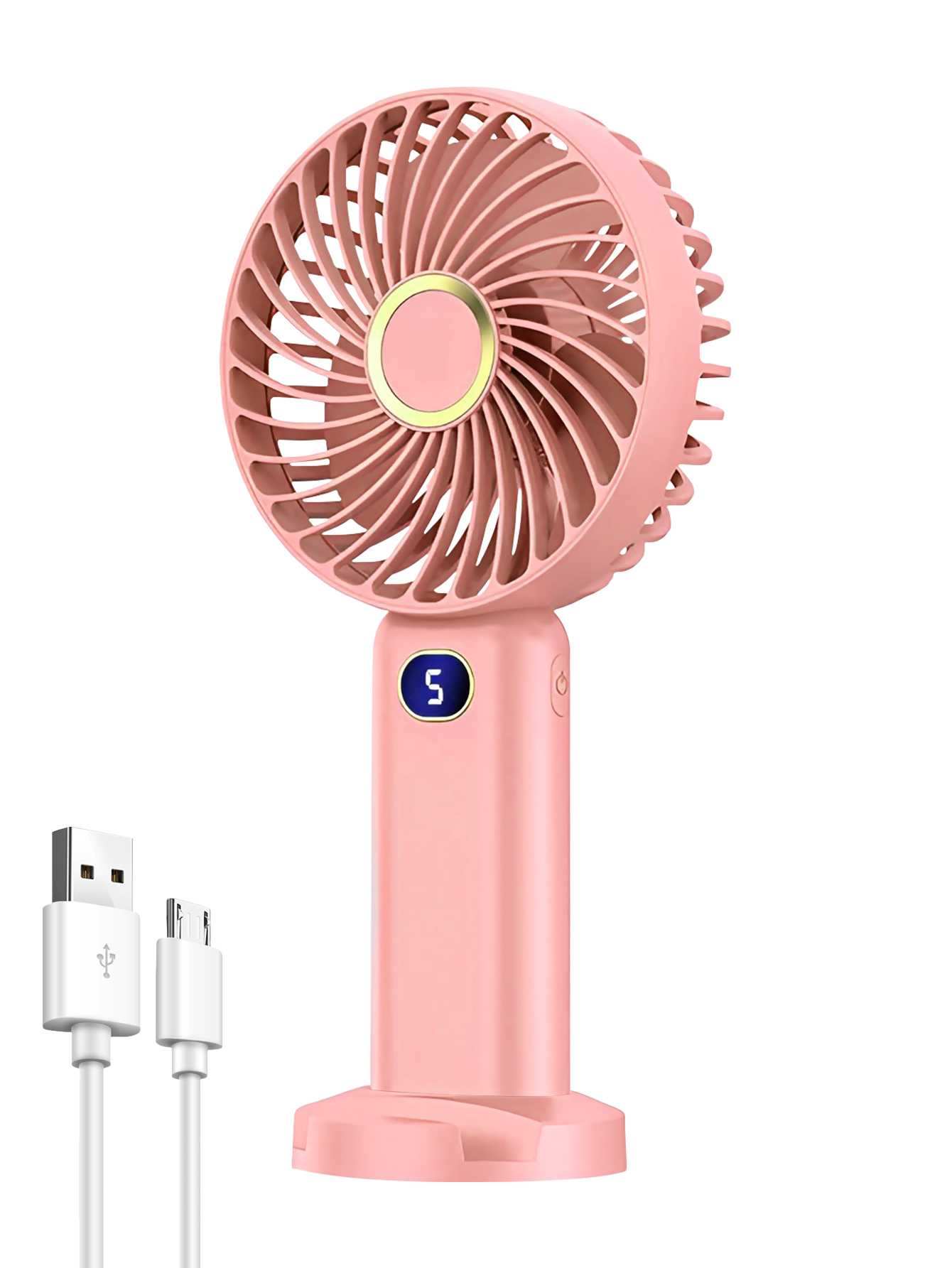 ventilateur rechargeable rose clair