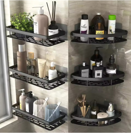 etagere douche sans percage noir 3 etages