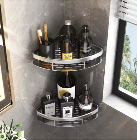 etagere douche sans percage noir et gris3