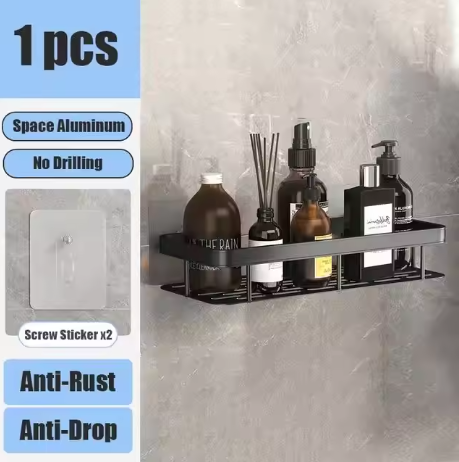 etagere douche sans percage noir 1pièces 1
