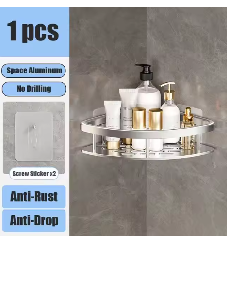 etagere douche argenté triangle 1pièces