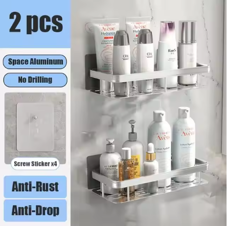 etagere douche argenté 2pièces