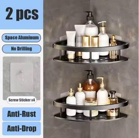 etagere douche triangle noir 2pièces 8