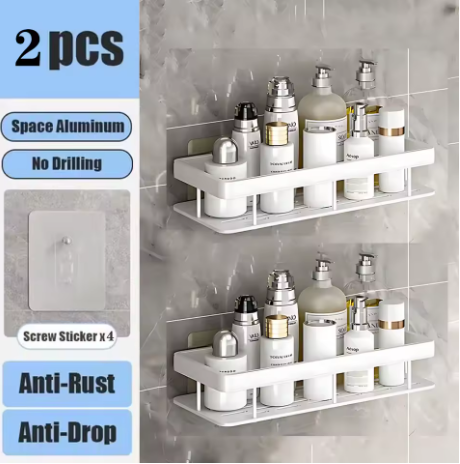 etagere douche blanc 2pièces 2