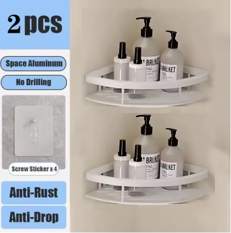 etagere douche blanc triangle 2pièces 4