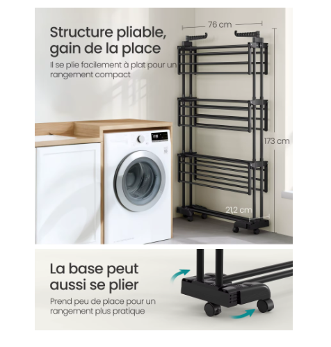 etendoir a linge pliable noir 9