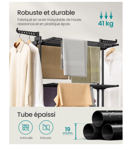 etendoir a linge pliable noir 62
