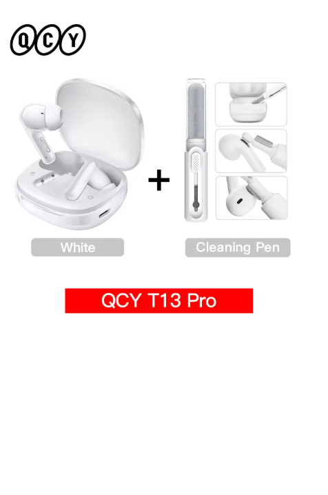 écouteur sans fil blanc avec nettoyeur