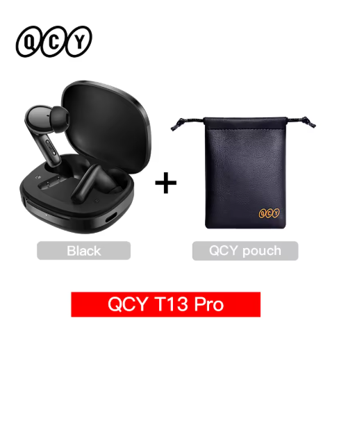 écouteur sans fil noir avec pochette
