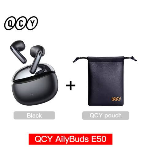 écouteur sans fil bluetooth QCY noir avec pochette 085