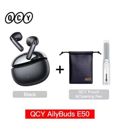 écouteur sans fil bluetooth noir QCY avec accessoires 15