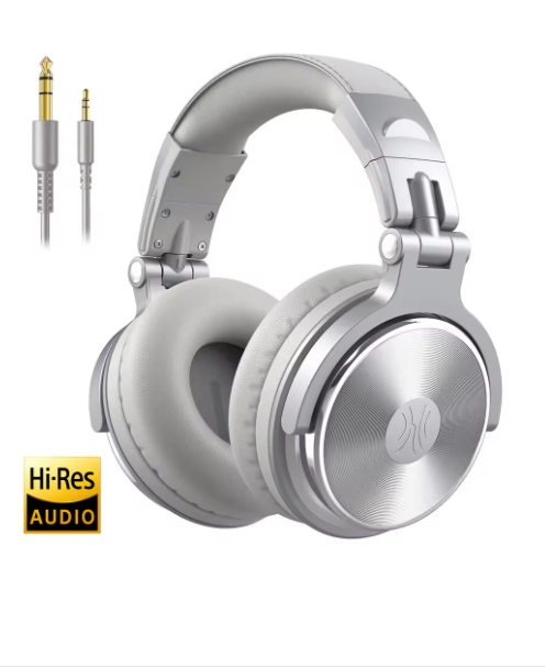 casque audio bluetooth gris argenté
