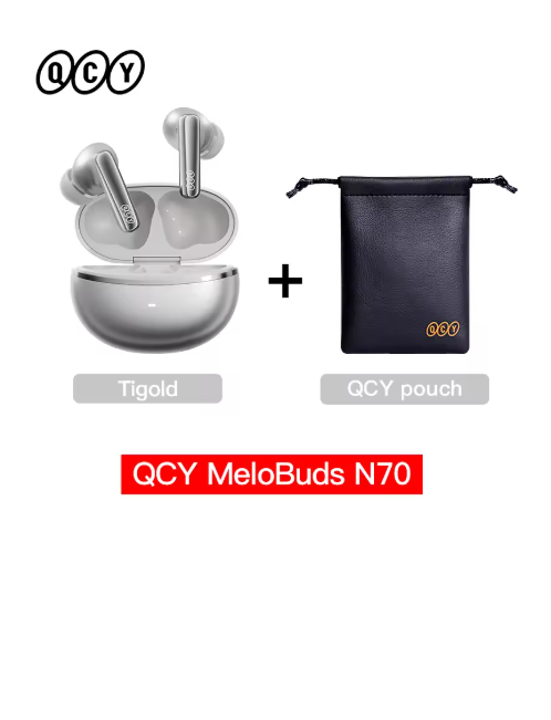 écouteurs sans fil bluetooth argenté QCY avec sacoche 04