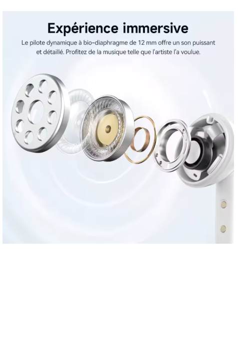 écouteurs sans fil bluetooth blanc 55