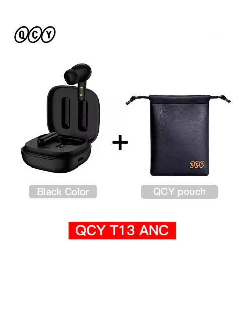 écouteurs sans fil bluetooth noir avec sacoche