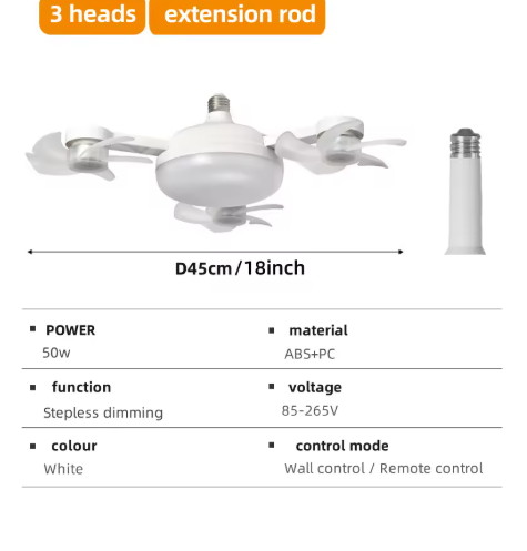 ventilateur plafond avec lumière blanche 01