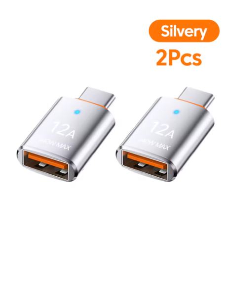 adaptateur USB C vers USB duo argenté 01