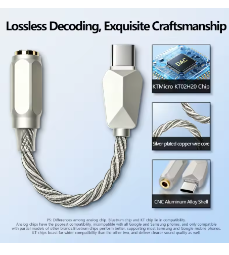 adaptateur jack usb c argenté dac 01