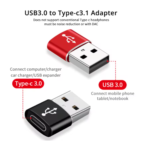 adaptateur usb vers usb-c duo rouge et noir 001