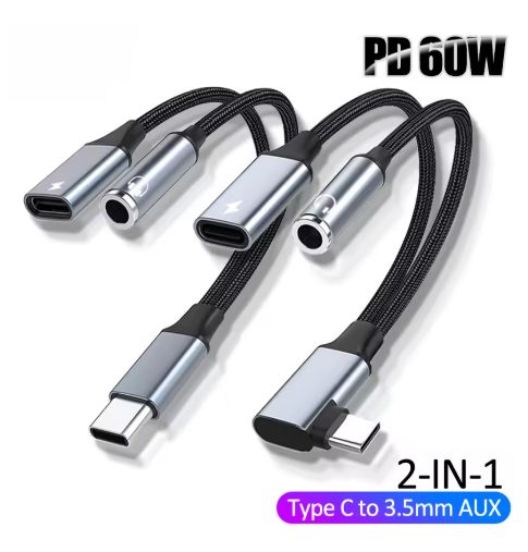 adaptateur usb c duo jack usb gris et noir