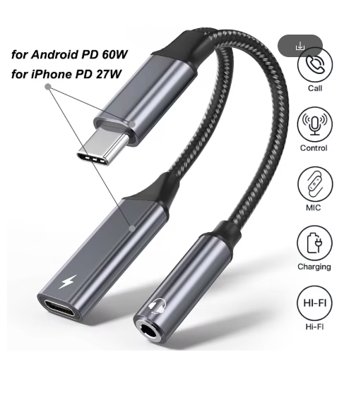 adaptateur jack usb c gris 2 en 1 001