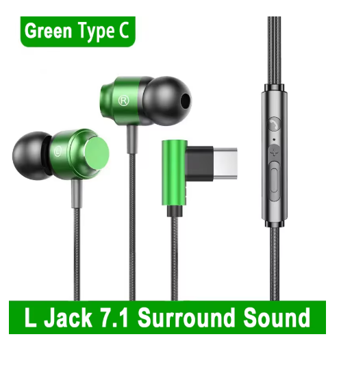 écouteurs filaires USB C vert hifi 007