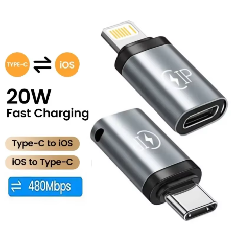 adaptateur lightning vers usb c gris foncé ihpone 001