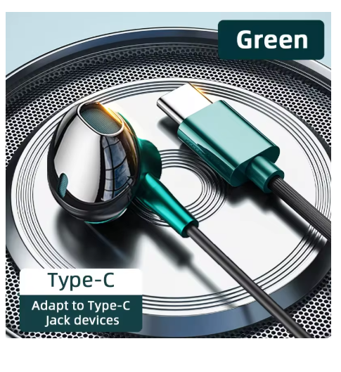 écouteurs filaires USB C vert usb c 002