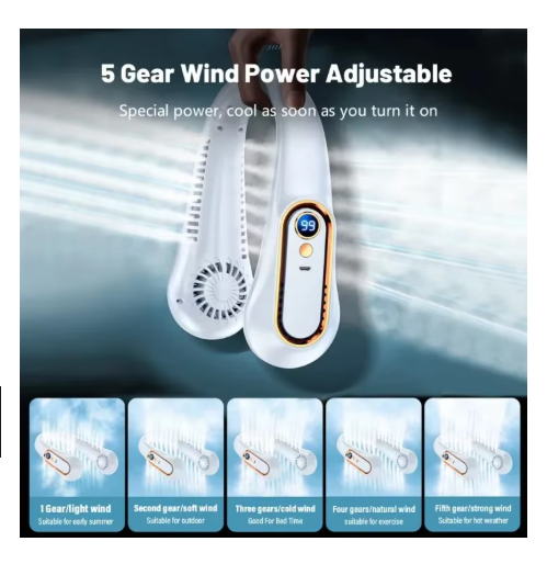 ventilateur tour de cou blanc et or 001