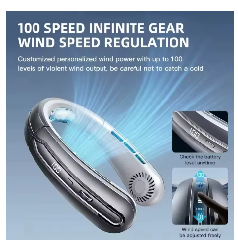ventilateur de cou gris blanc noir 01