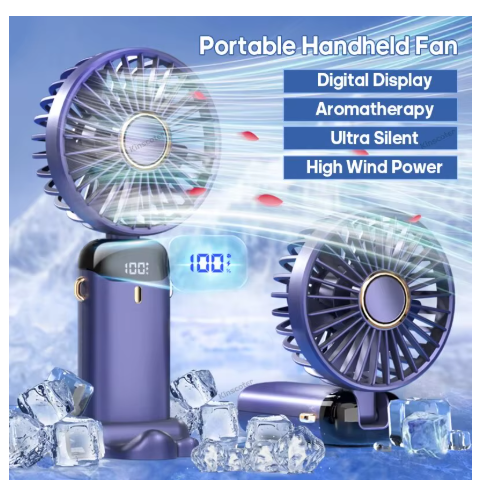 ventilateur rechargeable usb VIOLET et affichage 001