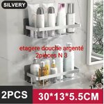 étagère douche argenté 2 pièces n3