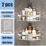 etagere douche argenté triangle 2pièces