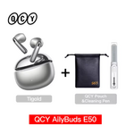 écouteur sans fil bluetooth QCY argenté avec accessoires 25
