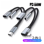 adaptateur usb c duo jack usb gris et noir