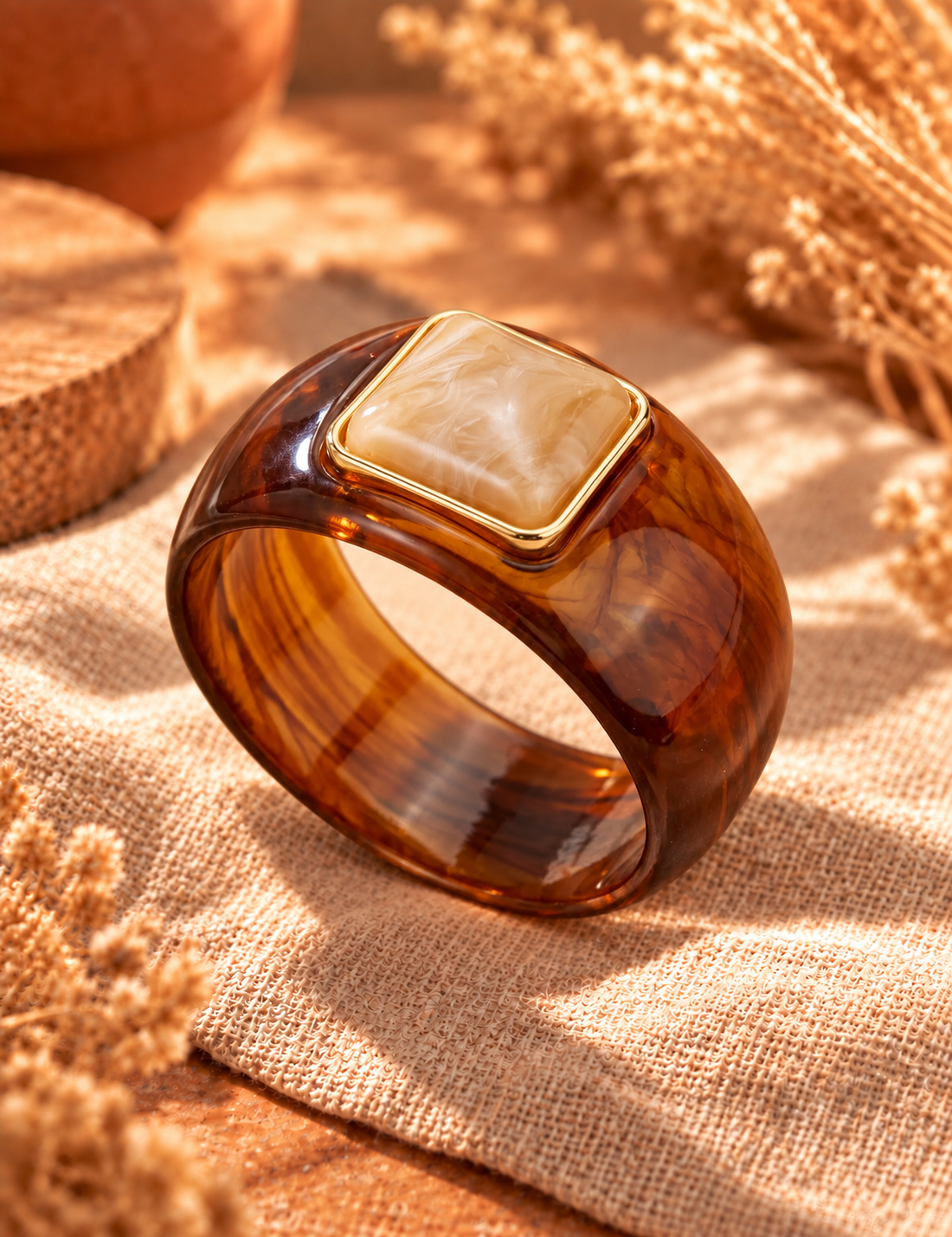 BRACELET RESINE MARRON PIERRE