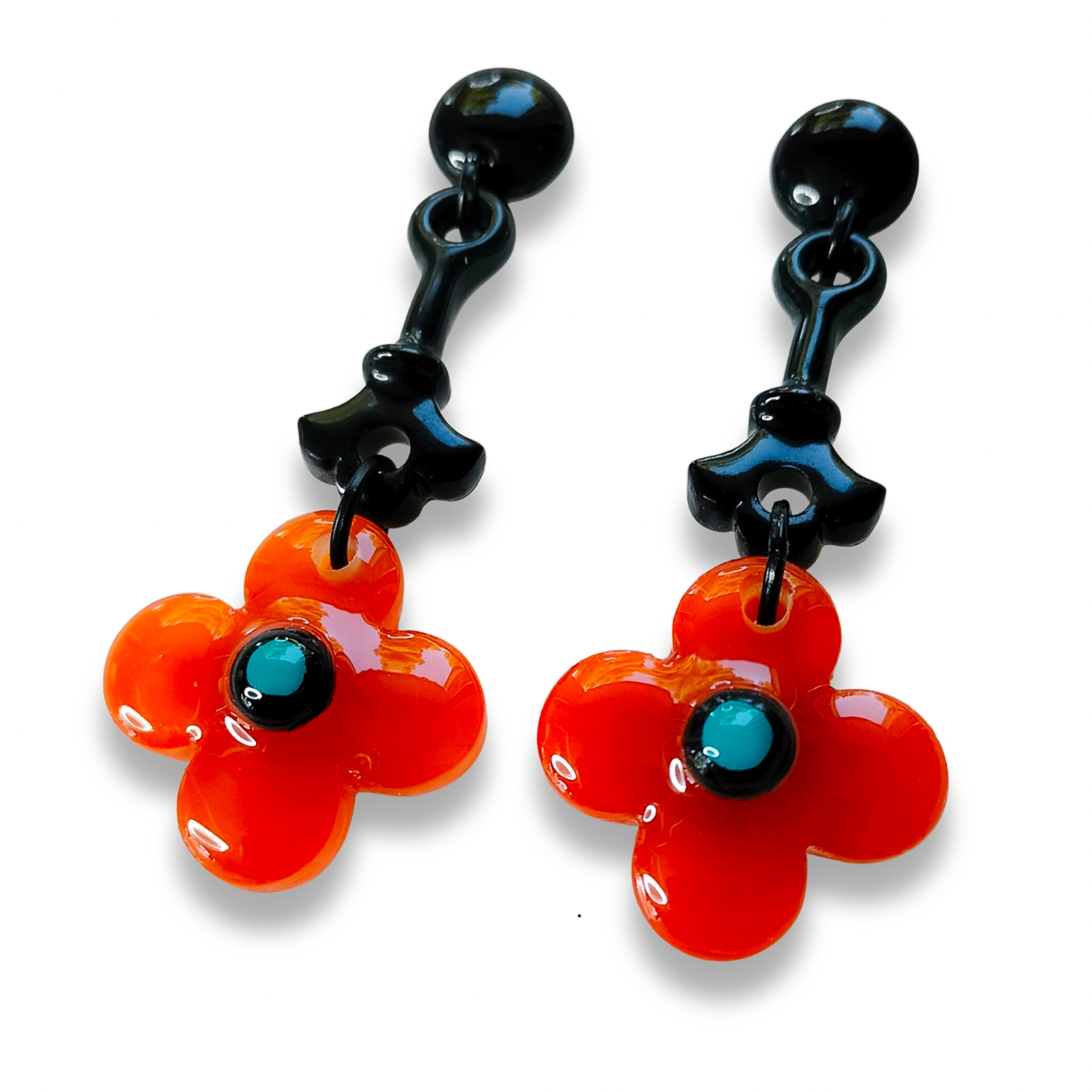 Boucles-oreilles-orange-turquoises-moyennes-face