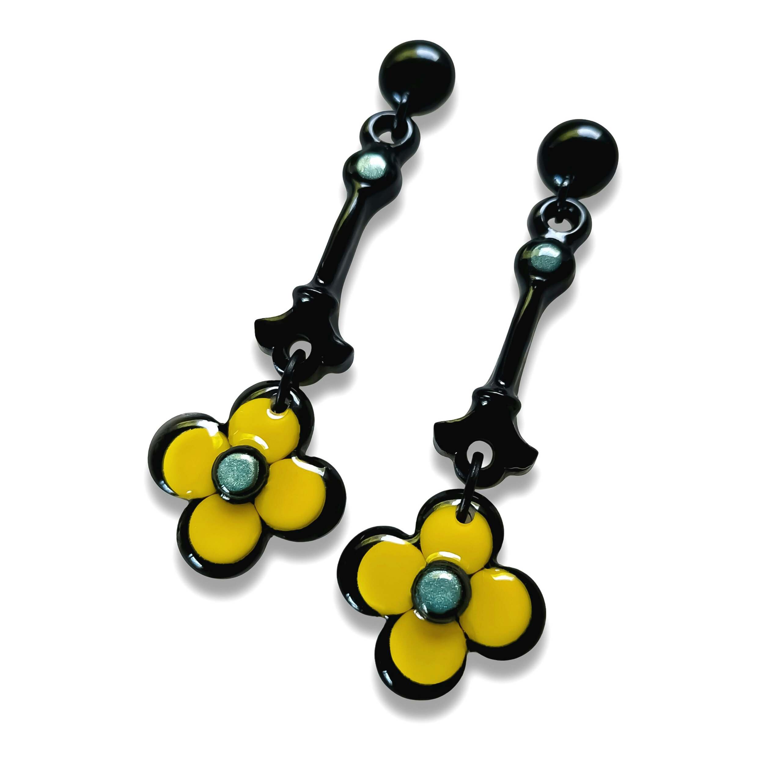 Boucles-oreilles-longues-fleurs-jaunes-noires-2