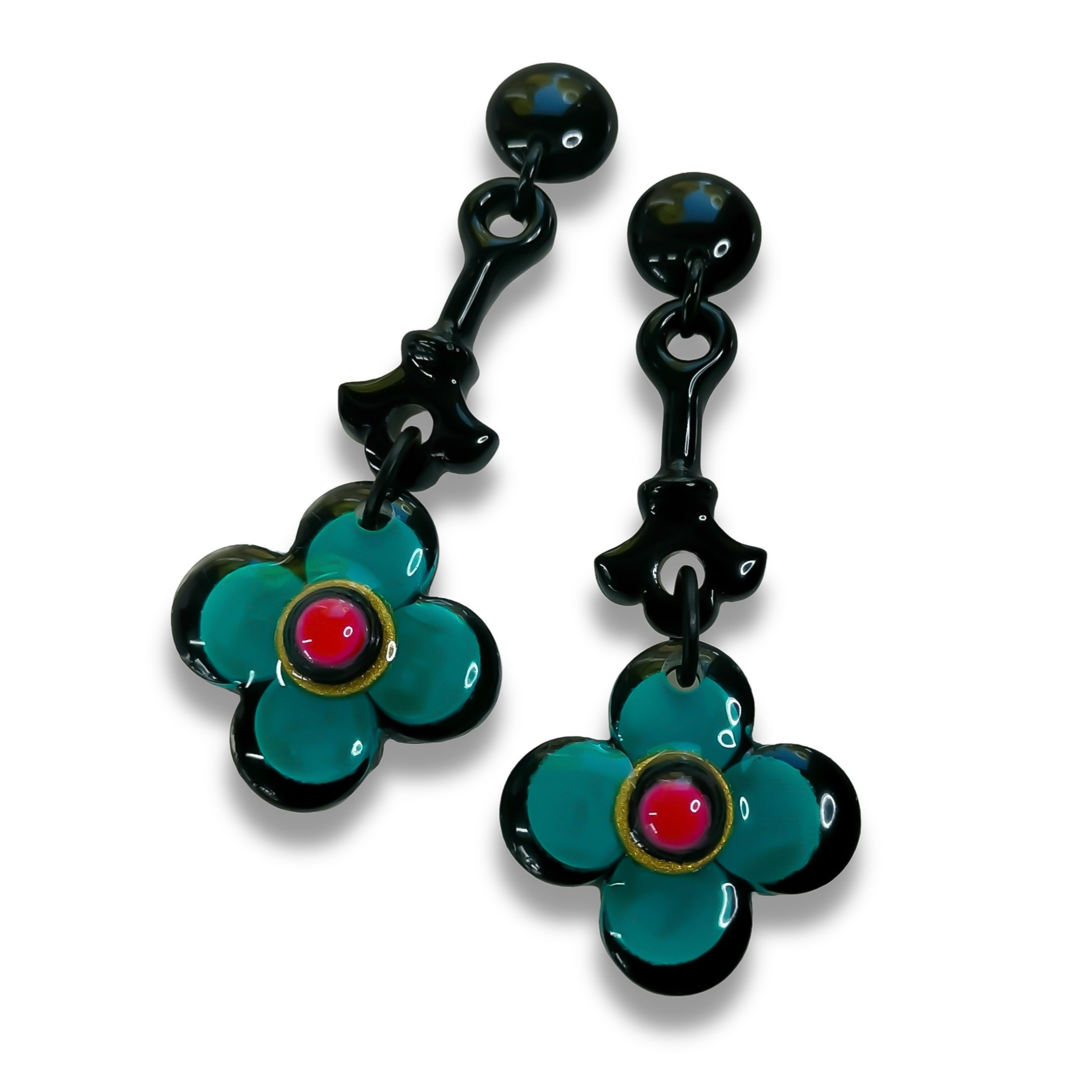 Boucles-oreilles-moyennes-fleurs-turquoise