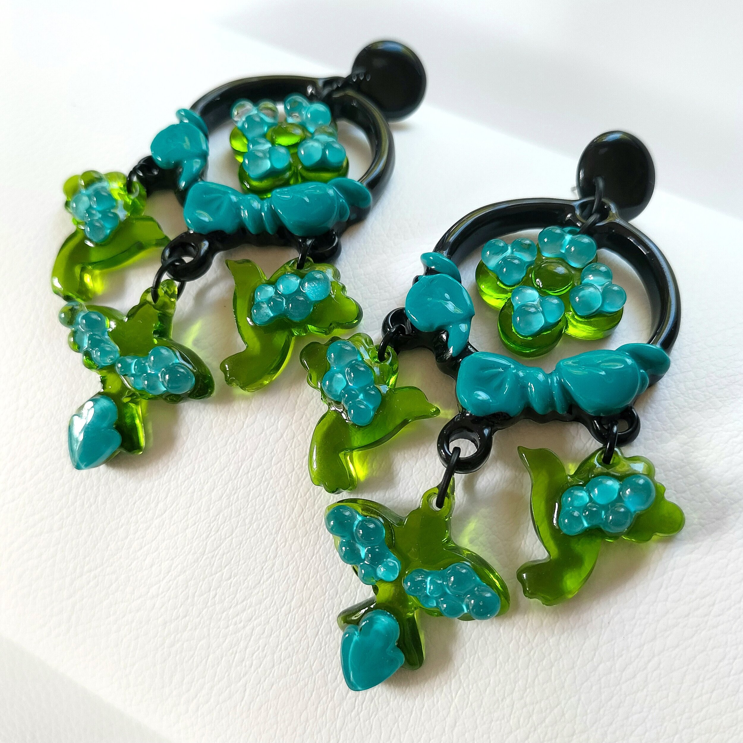 Boucles-oreilles-grandes-fleur-oiseaux-vert-bleu-4