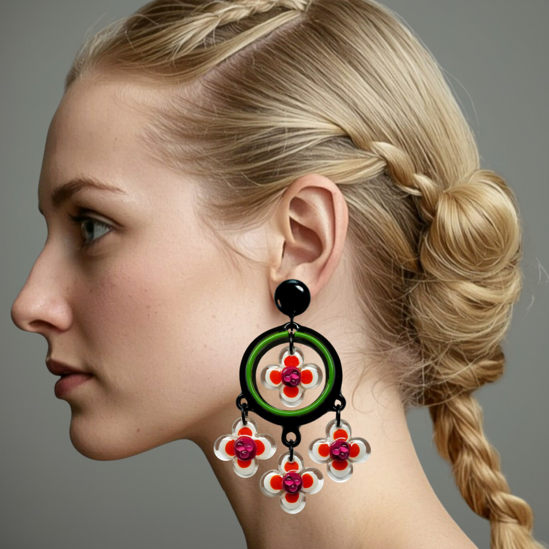 Boucle d'oreilles de taille moyenne sur visage de femme vu de profil