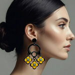 Boucles-oreilles-grandes-fleur-jaune-noire-3